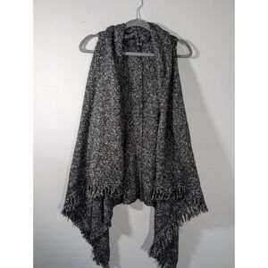 Ana Womens Sweater Medium Black Open Front Sleeveless Long Workwear Cardigan